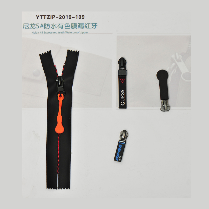 YTT Nylon #5 Waterproof Zipper with Exposed Red Teeth